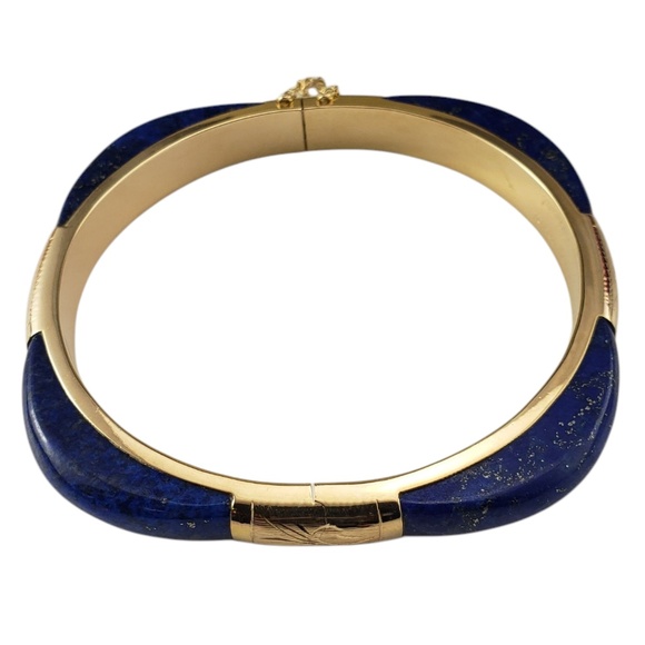 14 Karat Yellow Gold and Lapis Lazuli Bangle Bracelet #21343 - Picture 2 of 8